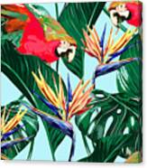 Parrots Exotic Birds Tropical Canvas Print