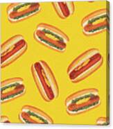 Pattern Of Hot Dogs Canvas Print
