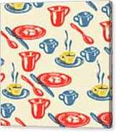 Pattern Of Kitchen Dishes And Utensils Canvas Print