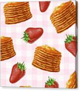 Pattern Of Pancakes And Strawberries Canvas Print