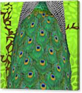 Peacock In Tree, Lime Green, Tall Canvas Print