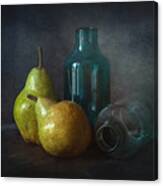 Pears In Blue And Teal Canvas Print