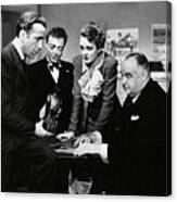 Peter Lorre , Humphrey Bogart , Mary Astor And Sydney Greenstreet In The Maltese Falcon -1941-. Canvas Print