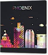 Phoenix Arizona City Skyline Whimsical Dark Wide Fun Series Canvas Print