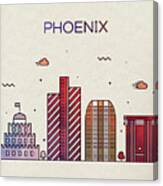 Phoenix Arizona Whimsical City Skyline Fun Bright Tall Series Canvas Print