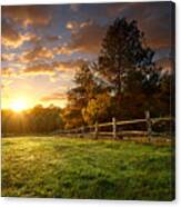Picturesque Landscape Fenced Ranch Canvas Print