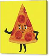 Piece Of Pizza Character Canvas Print