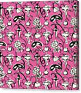 Pink And Black Mask Pattern Canvas Print