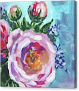 Pink Beautiful Flowers Floral Impressionism Canvas Print