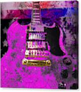 Pink Guitar Against American Flag Canvas Print