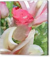 Pink Rose And Petals Abstract Canvas Print