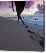 Pink Sunset Surfer Canvas Print