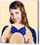Pinup Girl With Straw Hat Canvas Print
