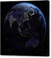 Planet Earth Showing Oceania In Night Canvas Print