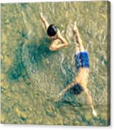 Playful Children Swimming In Nam Song Canvas Print