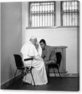 Pope John Paul Ii Talks With Jailed Canvas Print