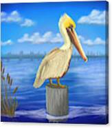 Posted Pelican #2 Dark Canvas Print