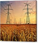 Power Lines At Sunset Canvas Print