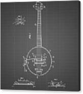 Pp242-black Grid Modern Banjo Patent Poster Canvas Print