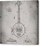 Pp242-faded Grey Modern Banjo Patent Poster Canvas Print