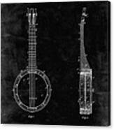 Pp715-black Grunge Banjo Mandolin Patent Poster Canvas Print