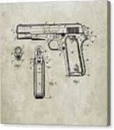 Pp76-sandstone Colt 1911 Semi-automatic Pistol Patent Poster Canvas Print