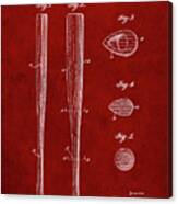 Pp89-burgundy Vintage Baseball Bat 1939 Patent Poster Canvas Print