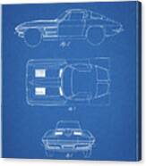 Pp90-blueprint 1962 Corvette Stingray Patent Poster Canvas Print