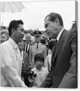 Pres. Nixon Shaking Hands With Marcos Canvas Print