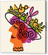Profile Of A Woman Wearing An Easter Hat Canvas Print
