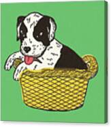 Puppy In A Basket Canvas Print