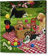Puppy Picnic Canvas Print