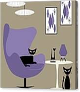 Purple Egg Chair With Cats Canvas Print