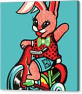 Rabbit Riding A Tricycle Canvas Print