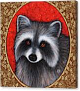 Raccoon Portrait - Brown Border Canvas Print