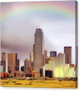 Rainbow Over Downtown Dallas - Dallas Skyline - Texas Canvas Print