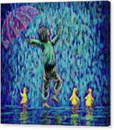 Rainy Day Series, Wet Little Ducks Canvas Print
