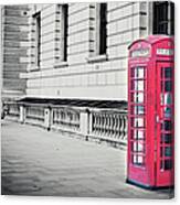 Red English Phone Booths In Black And Canvas Print