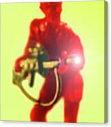 Red Man With Gun Canvas Print