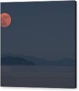 Red Moon Rising Over The Hazy Seto Inland Sea_01 Canvas Print