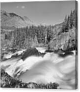 Red Rock Falls Spring Gusher Black And White Canvas Print
