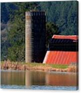 Red Roof Silo Reflections Canvas Print