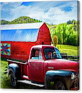 Red Truck At The Red Barn Canvas Print