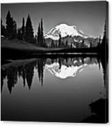 Reflection Of Mount Rainer In Calm Lake Canvas Print