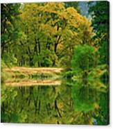 Reflection Of Trees In Merced River Canvas Print