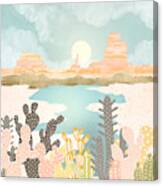 Retro Desert Oasis Canvas Print