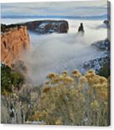 Rim Rock Drive View Of Fogged Independence Canyon Canvas Print