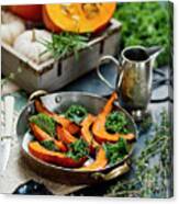 Roasted Pumpkin With Herbs And Kale Canvas Print