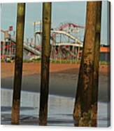 Roller Coaster Through The Pylons Old Orchard Beach Maine Canvas Print