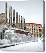 Rome Under Snow - Colosseum Canvas Print